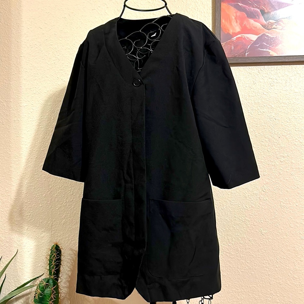 Smock Japan Black Frog Knot Mandarin Rexcell Long Sleeve Shirt